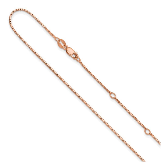 Sterling SIlver Or Rose Gold Plated Box 1in+1in Adjustable Chain