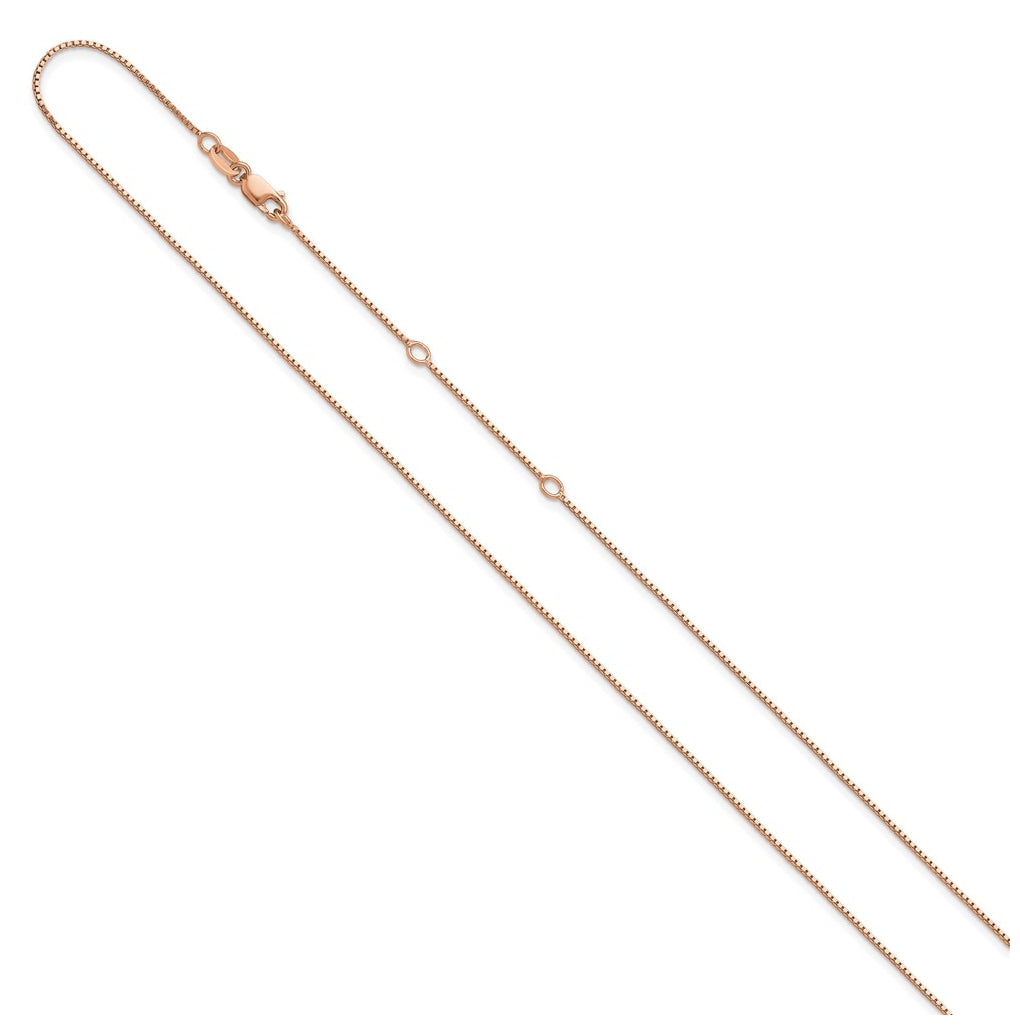 Sterling SIlver Or Rose Gold Plated Box 1in+1in Adjustable Chain