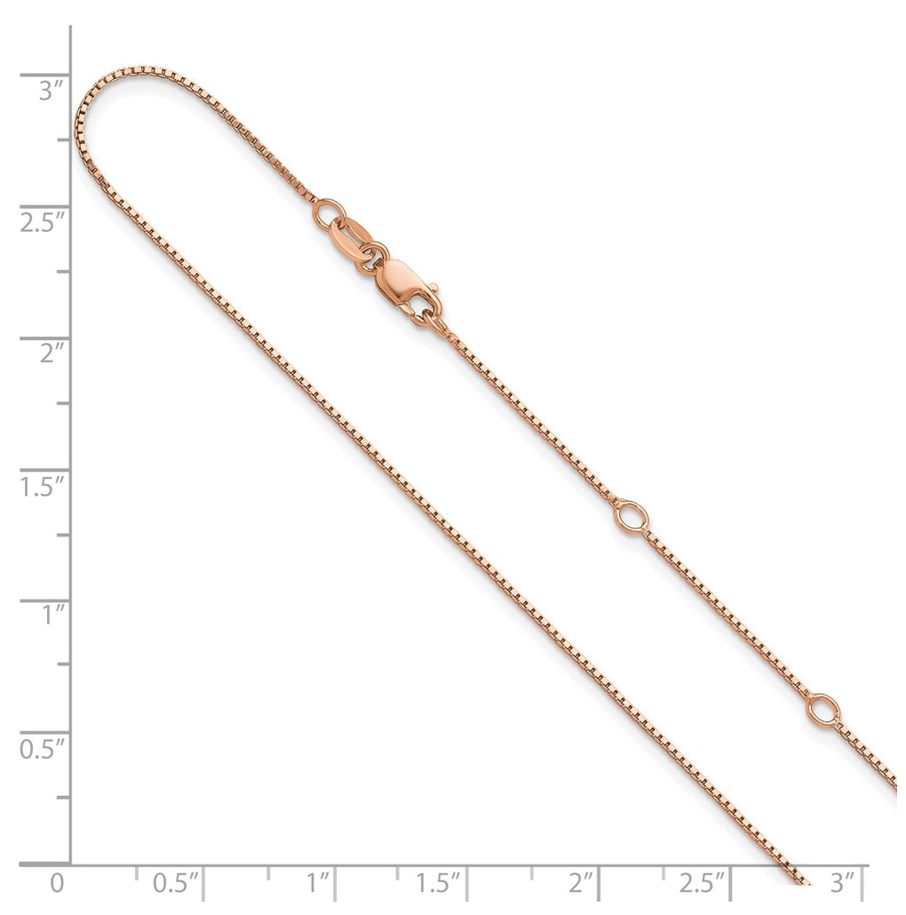 Sterling SIlver Or Rose Gold Plated Box 1in+1in Adjustable Chain