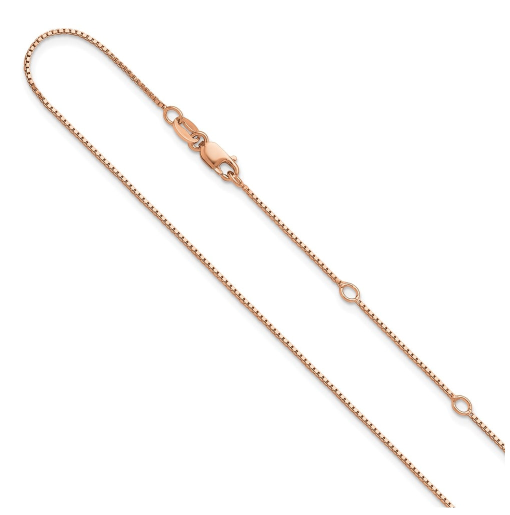 Sterling SIlver Or Rose Gold Plated Box 1in+1in Adjustable Chain