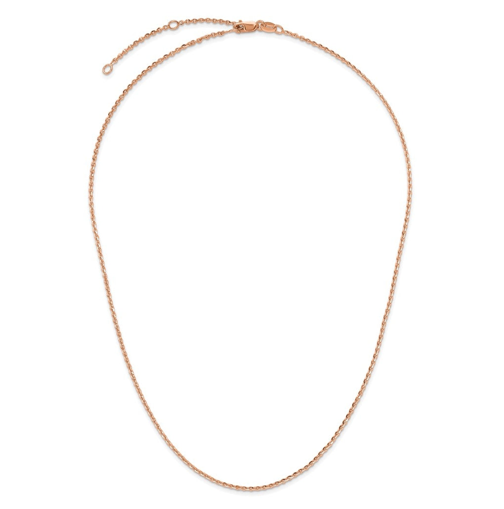 Sterling SIlver Or Rose Gold Plated Polished/Dia-cut 1.45mm Cable 1in+1in Adjustable Chain