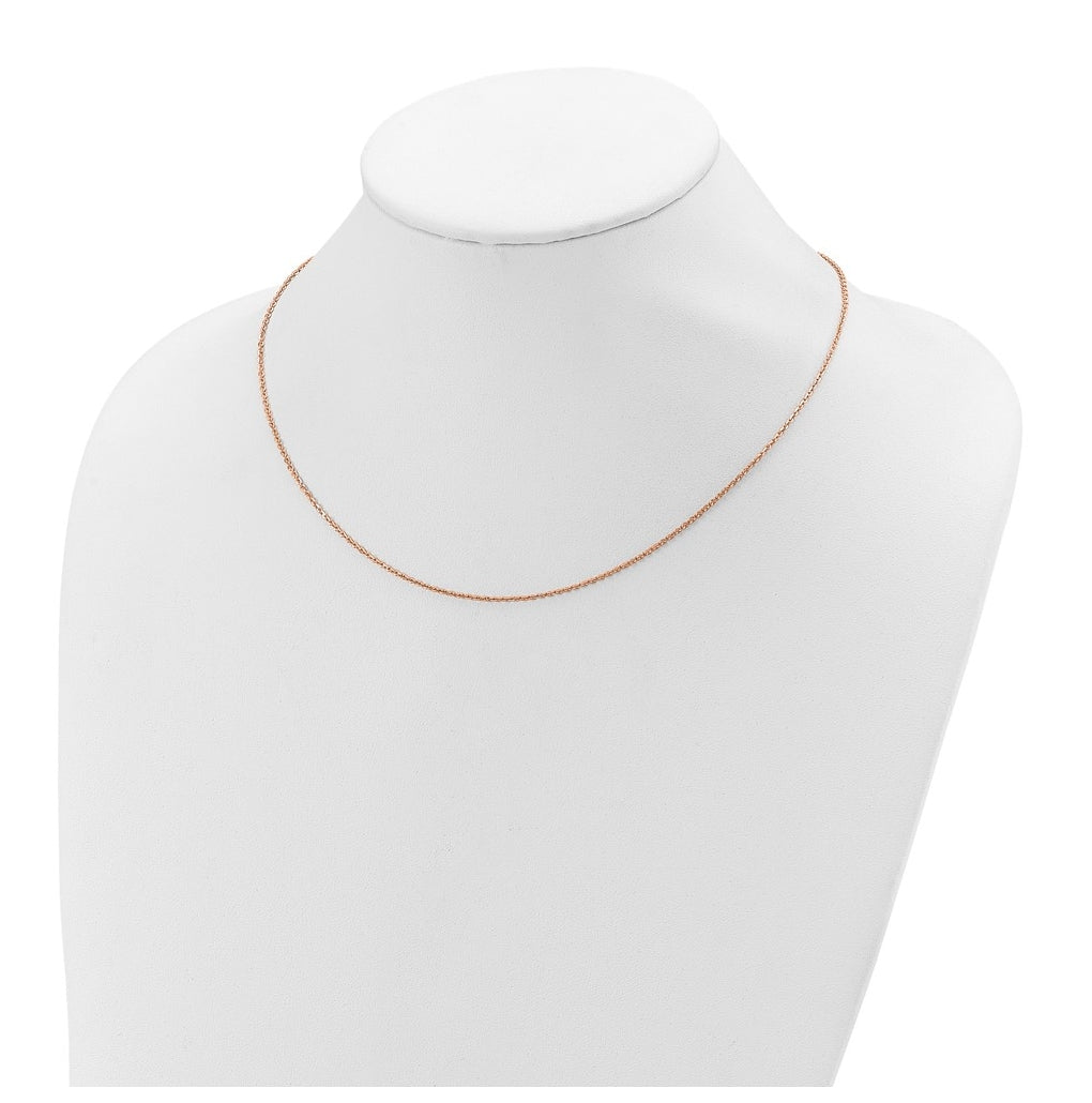 Sterling SIlver Or Rose Gold Plated Polished/Dia-cut 1.45mm Cable 1in+1in Adjustable Chain