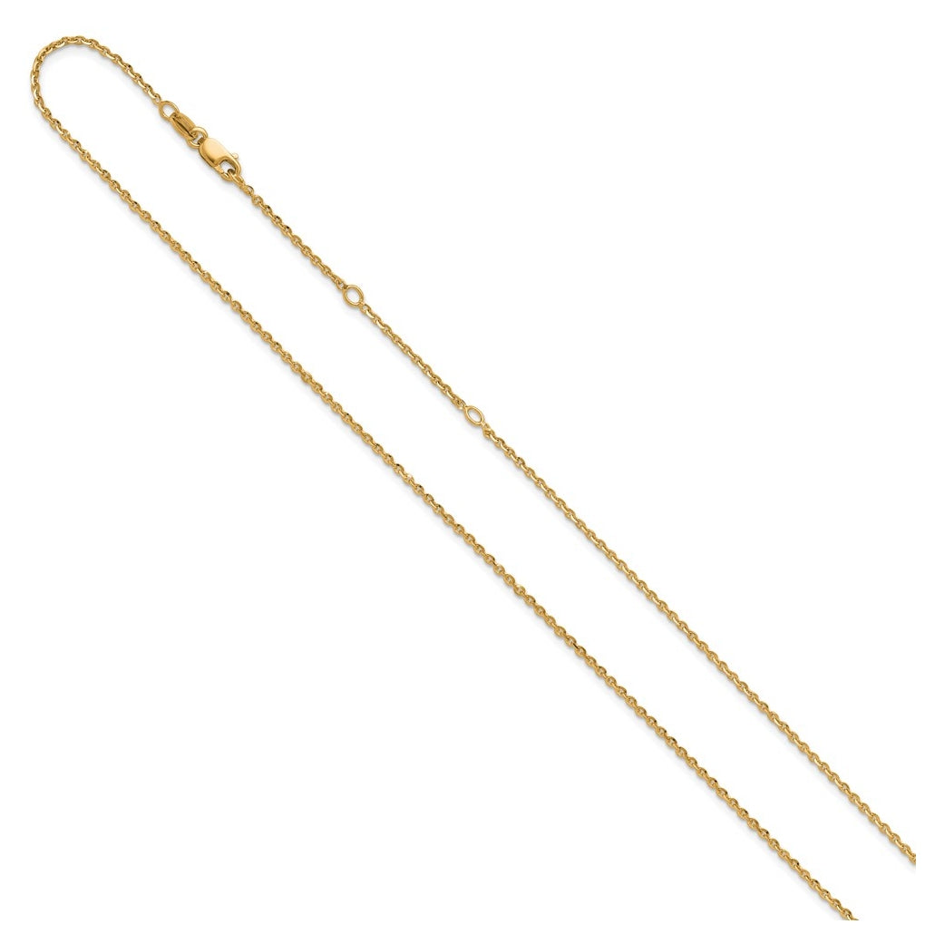 Sterling SIlver Or Rose Gold Plated Polished/Dia-cut 1.45mm Cable 1in+1in Adjustable Chain