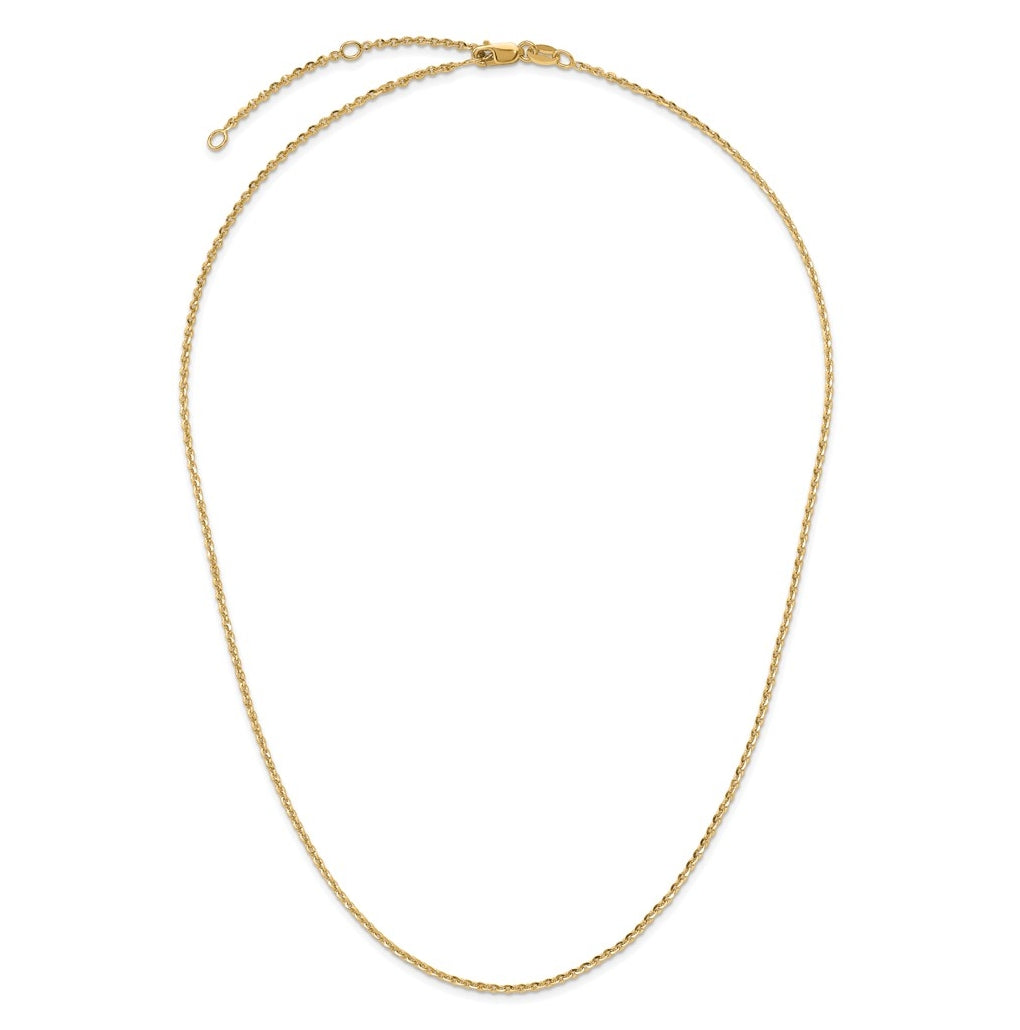 Sterling SIlver Or Rose Gold Plated Polished/Dia-cut 1.45mm Cable 1in+1in Adjustable Chain
