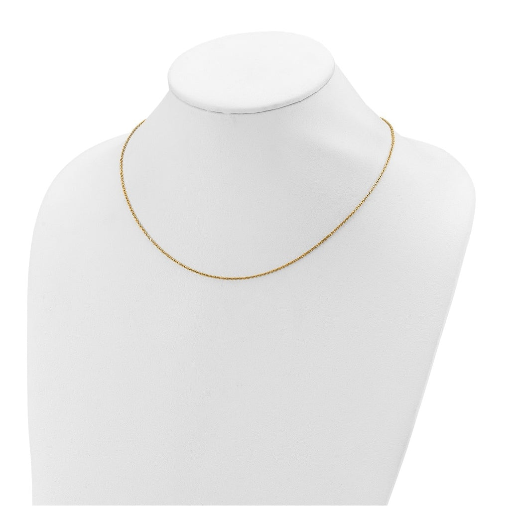 Sterling SIlver Or Rose Gold Plated Polished/Dia-cut 1.45mm Cable 1in+1in Adjustable Chain