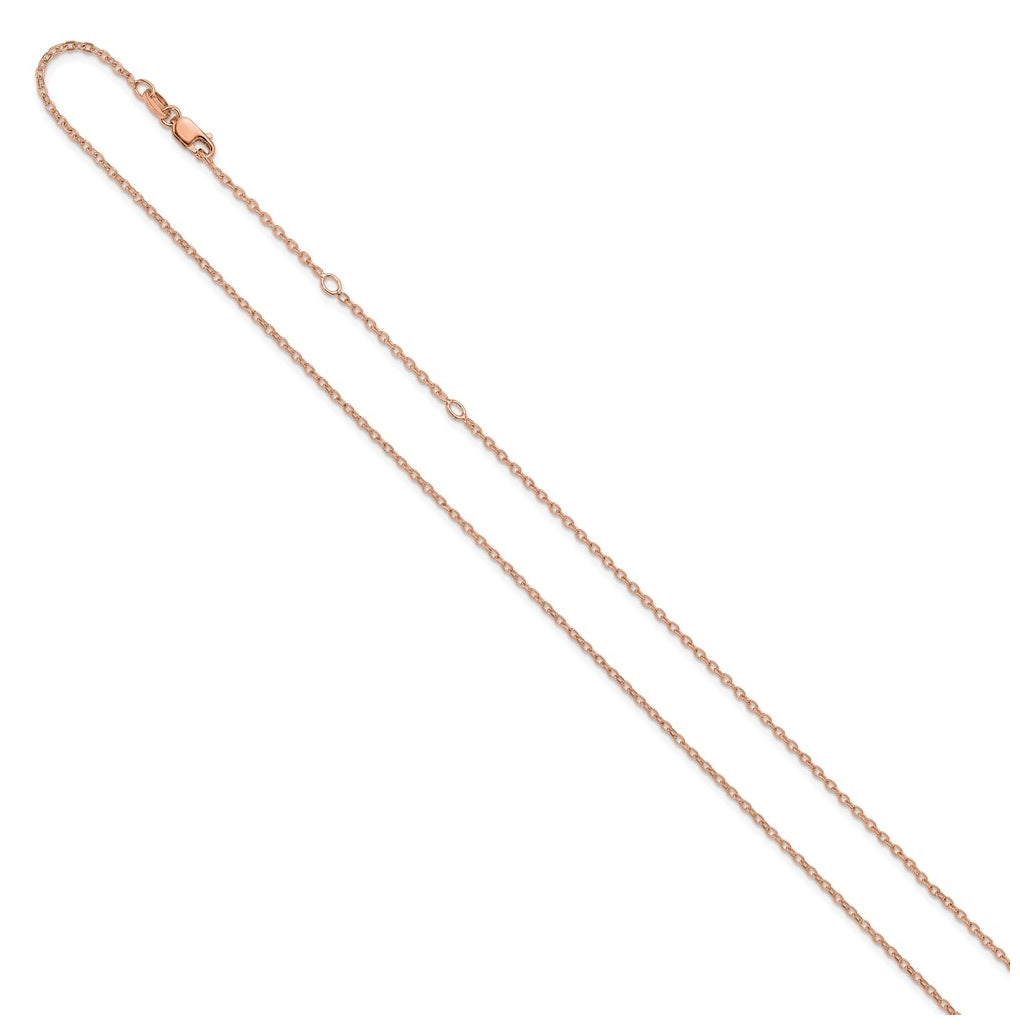 Sterling SIlver Or  Rose Gold Plated Polished/Dia-cut 1.4mm Cable 1in+1in Adjustable Chain