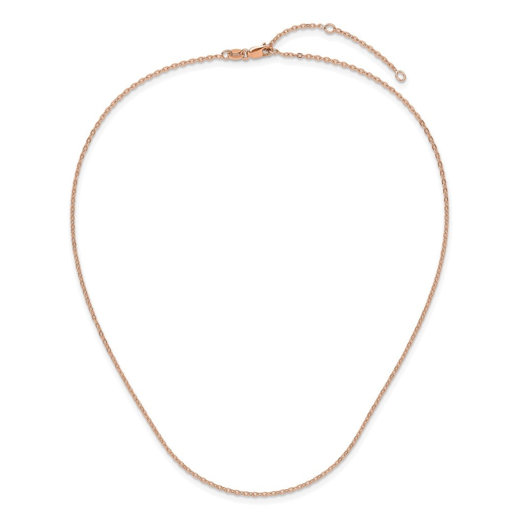 Sterling SIlver Or  Rose Gold Plated Polished/Dia-cut 1.4mm Cable 1in+1in Adjustable Chain