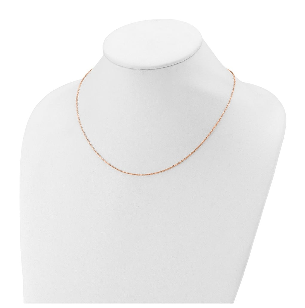 Sterling SIlver Or  Rose Gold Plated Polished/Dia-cut 1.4mm Cable 1in+1in Adjustable Chain