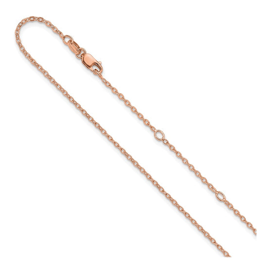 Sterling SIlver Or  Rose Gold Plated Polished/Dia-cut 1.4mm Cable 1in+1in Adjustable Chain