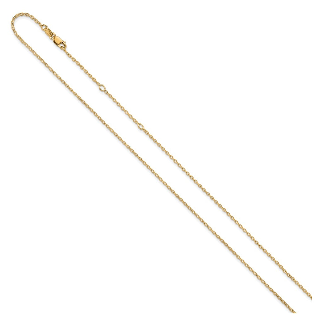 Sterling SIlver Or  Rose Gold Plated Polished/Dia-cut 1.4mm Cable 1in+1in Adjustable Chain