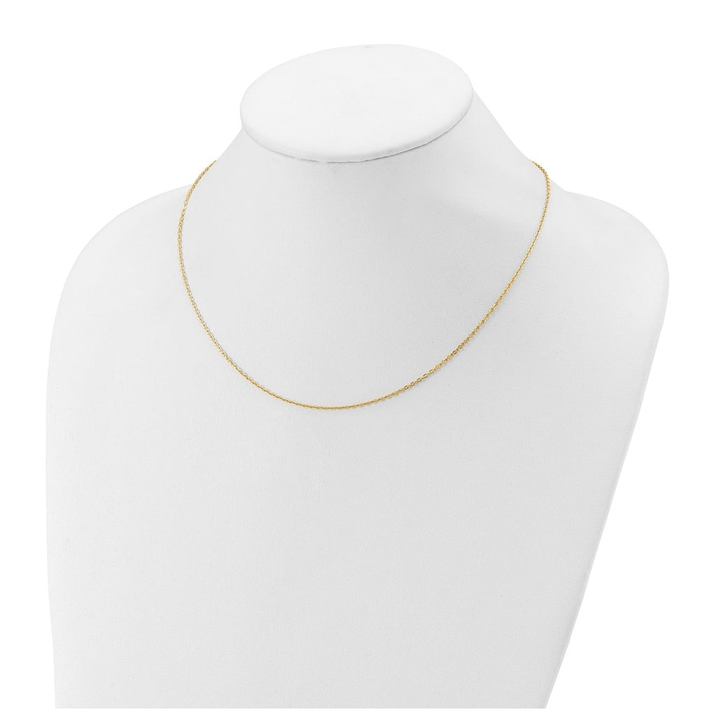 Sterling SIlver Or  Rose Gold Plated Polished/Dia-cut 1.4mm Cable 1in+1in Adjustable Chain