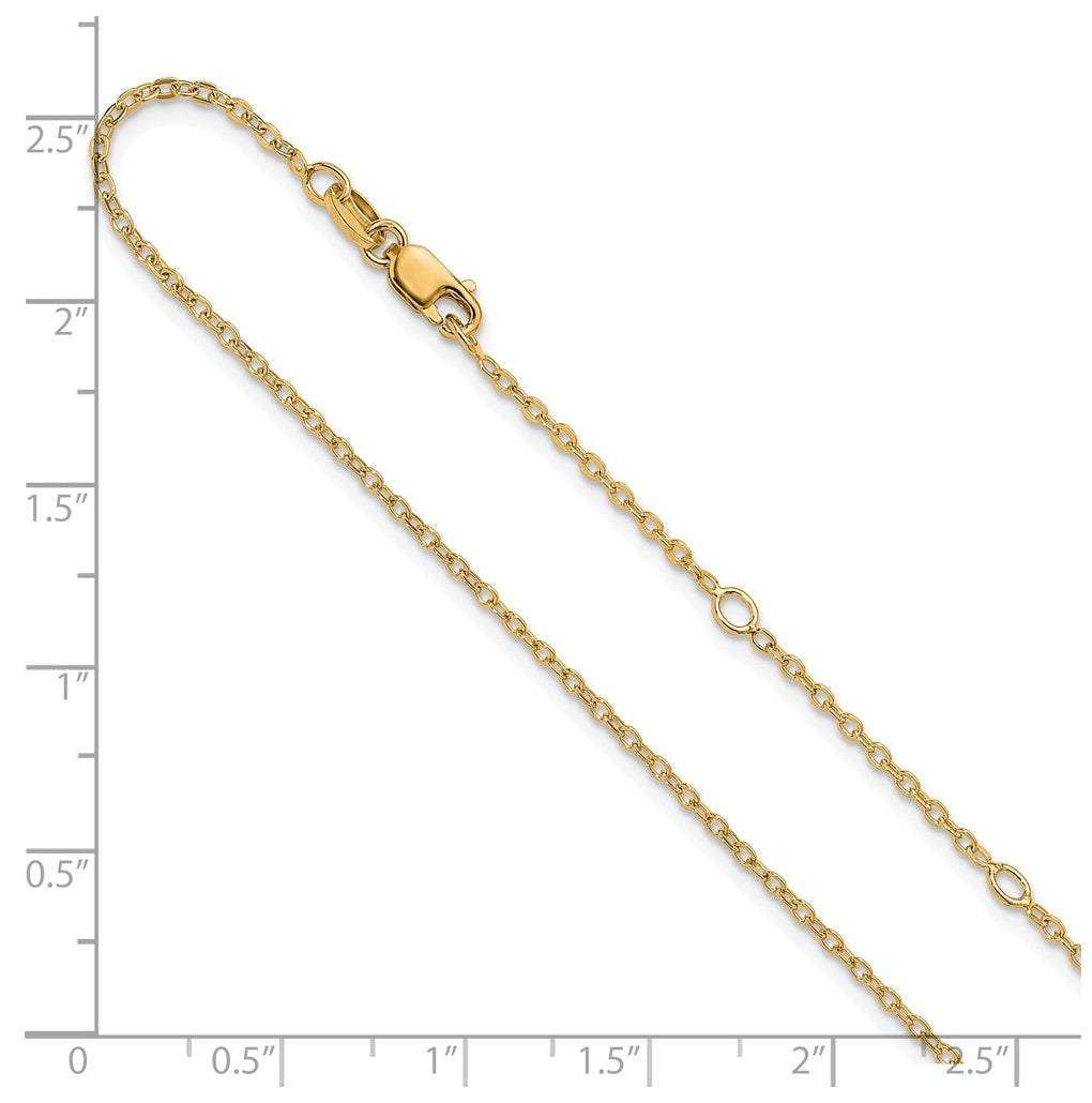 Sterling SIlver Or  Rose Gold Plated Polished/Dia-cut 1.4mm Cable 1in+1in Adjustable Chain