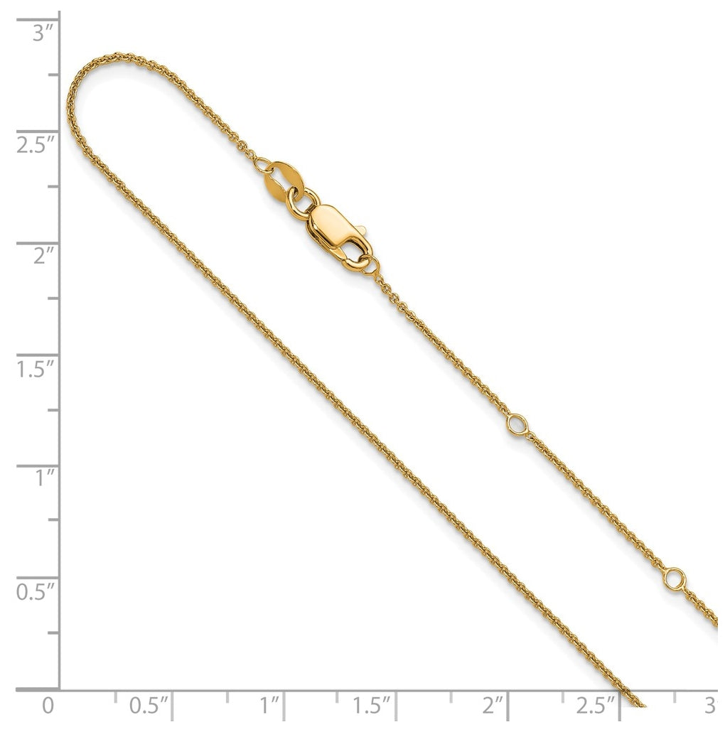 Sterling SIlver Gold Plated 1.1mm Rolo 1in+1in Adjustable Chain