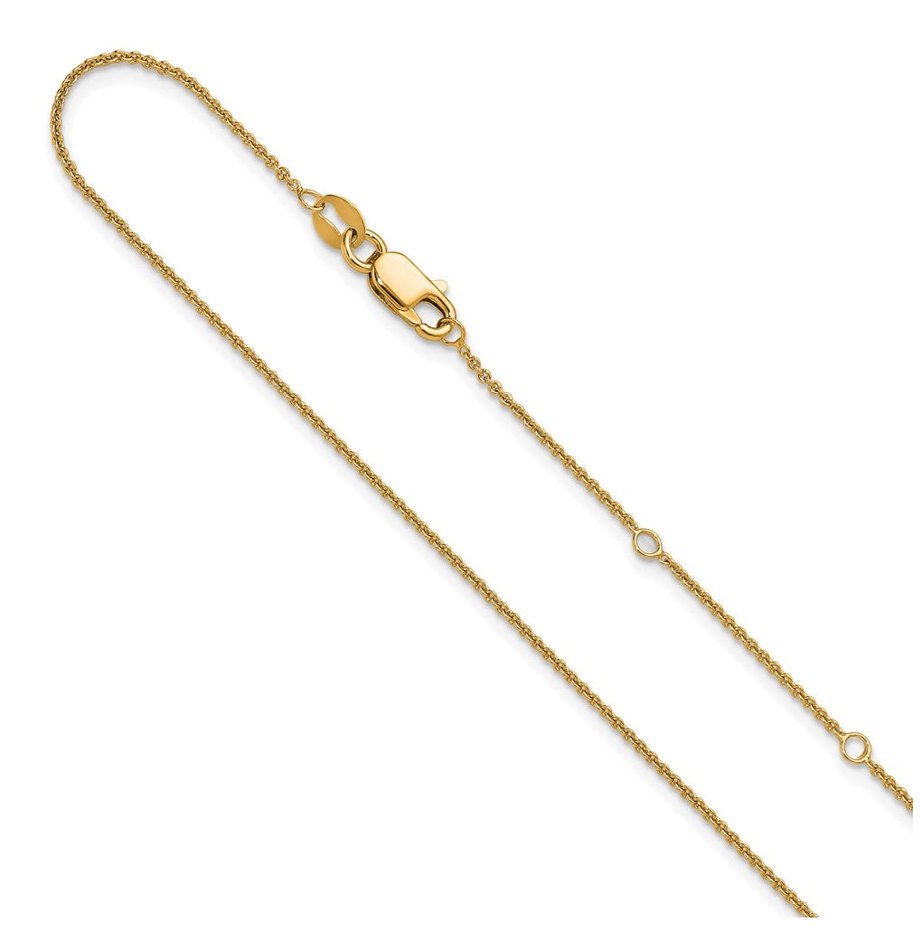 Sterling SIlver Gold Plated 1.1mm Rolo 1in+1in Adjustable Chain