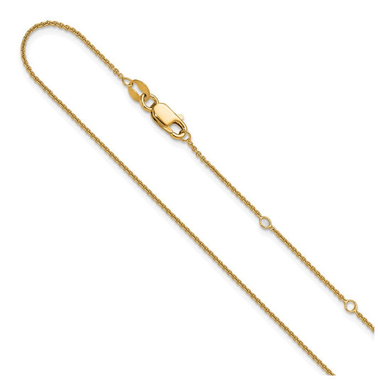 Sterling SIlver Gold Plated 1.1mm Rolo 1in+1in Adjustable Chain