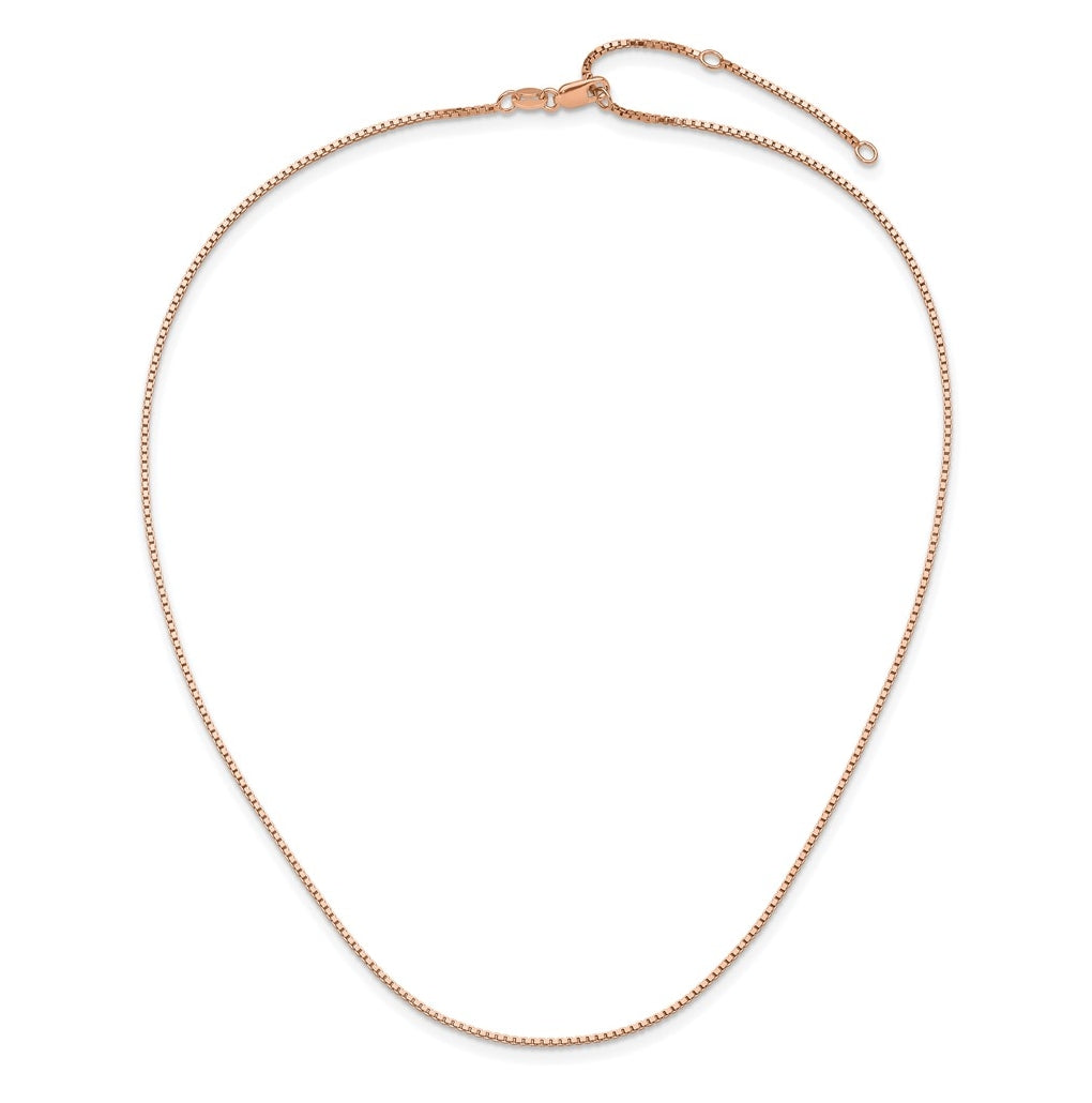 Sterling SIlver Or  Rose Gold Plated 1.1mm Box 1in+1in Adjustable Chain