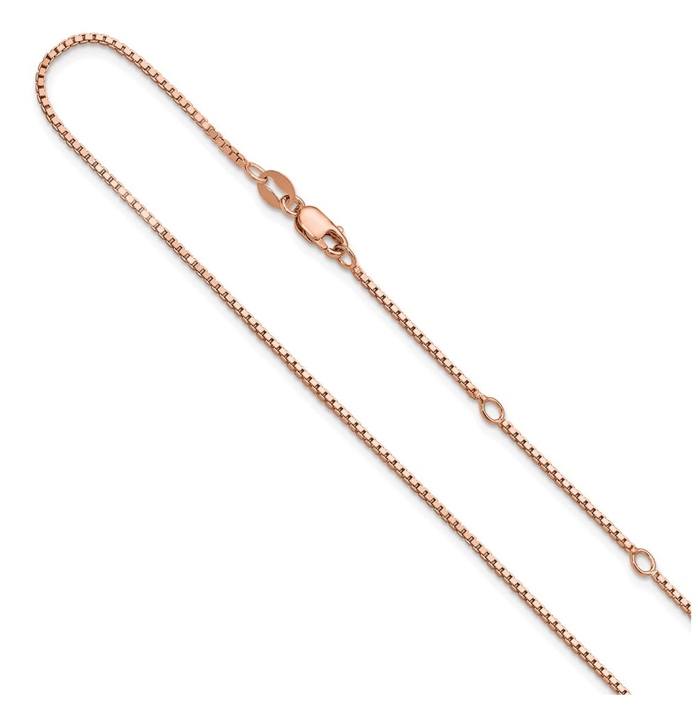 Sterling SIlver Or  Rose Gold Plated 1.1mm Box 1in+1in Adjustable Chain