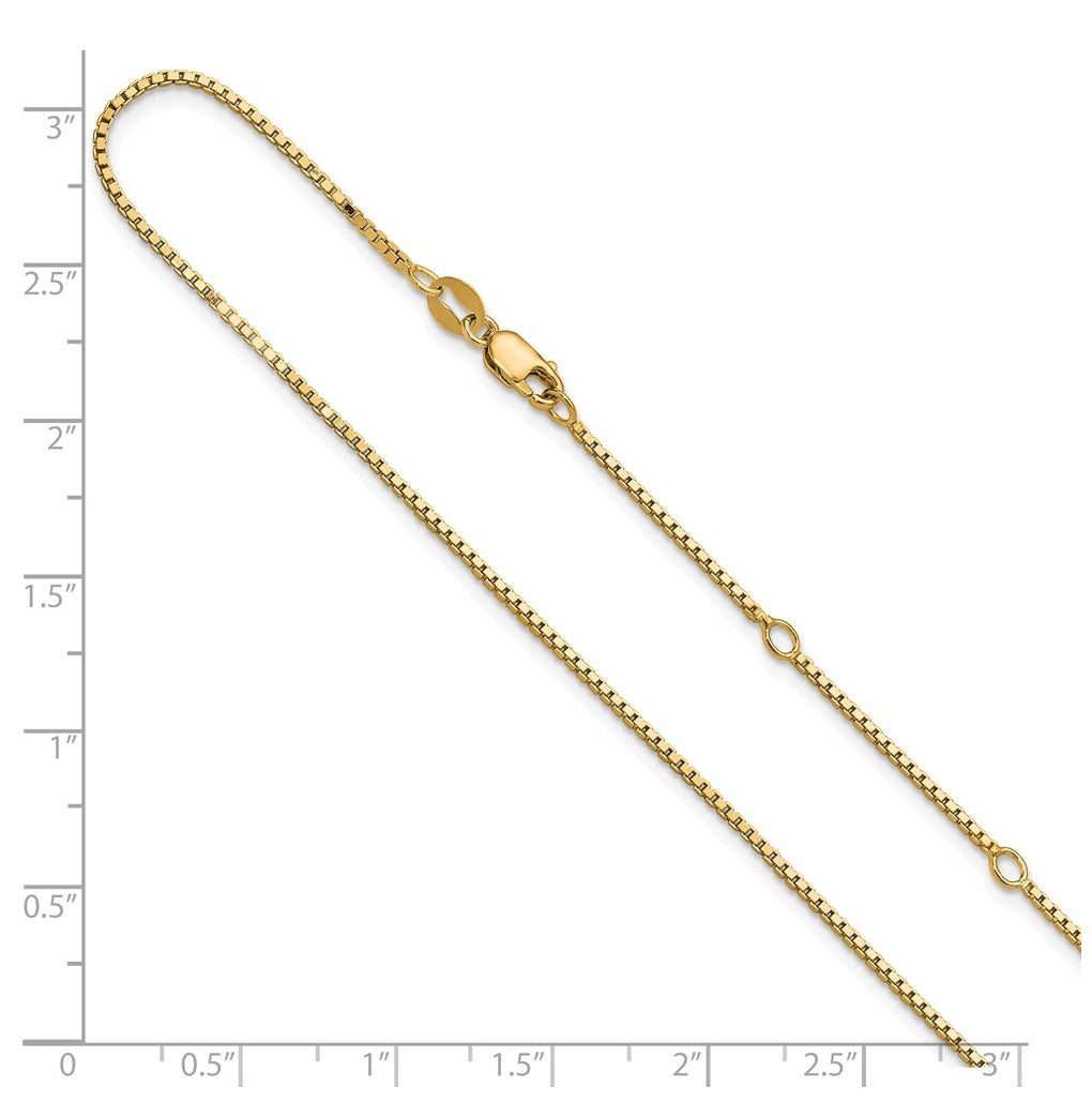 Sterling SIlver Or  Rose Gold Plated 1.1mm Box 1in+1in Adjustable Chain