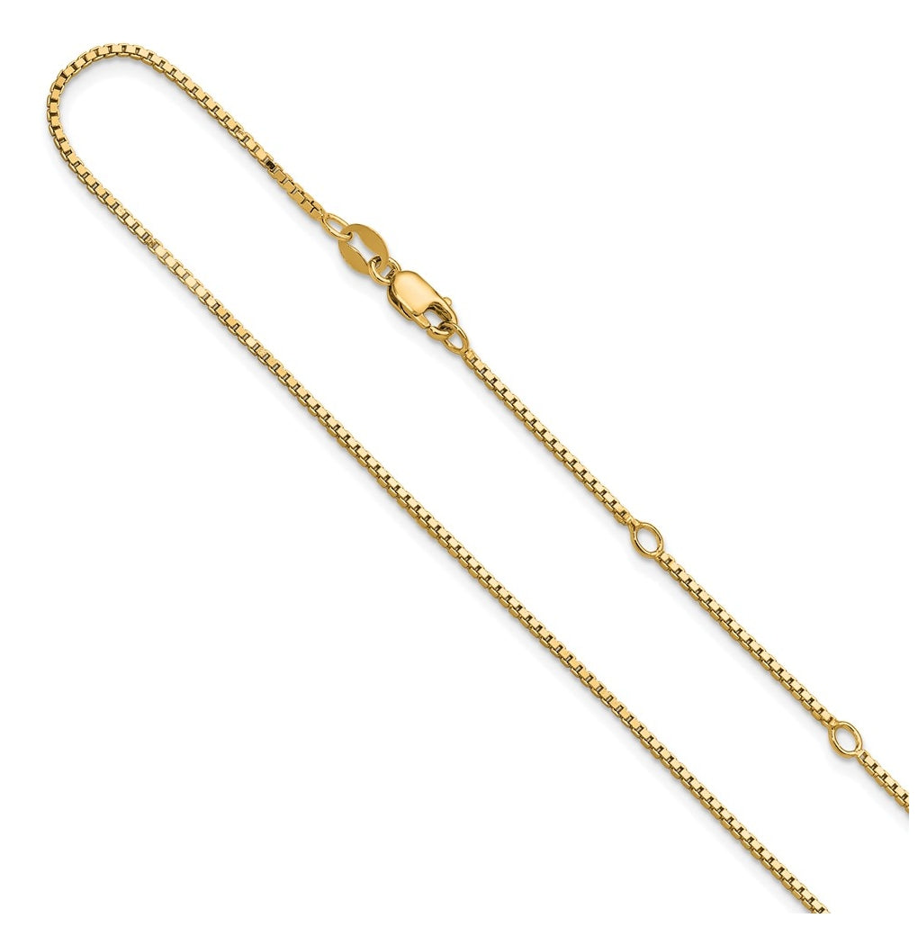 Sterling SIlver Or  Rose Gold Plated 1.1mm Box 1in+1in Adjustable Chain