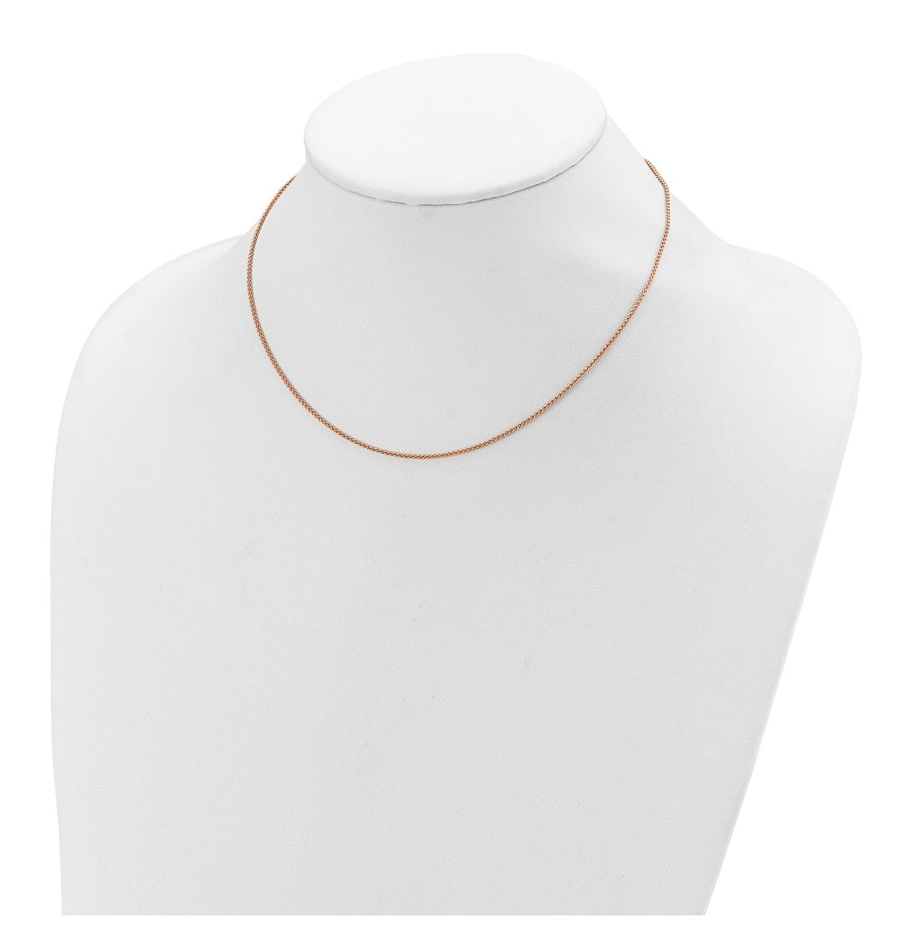Sterling SIlver Rose Gold Plated 1.3mm Spiga 1in+1in Adjustable Chain