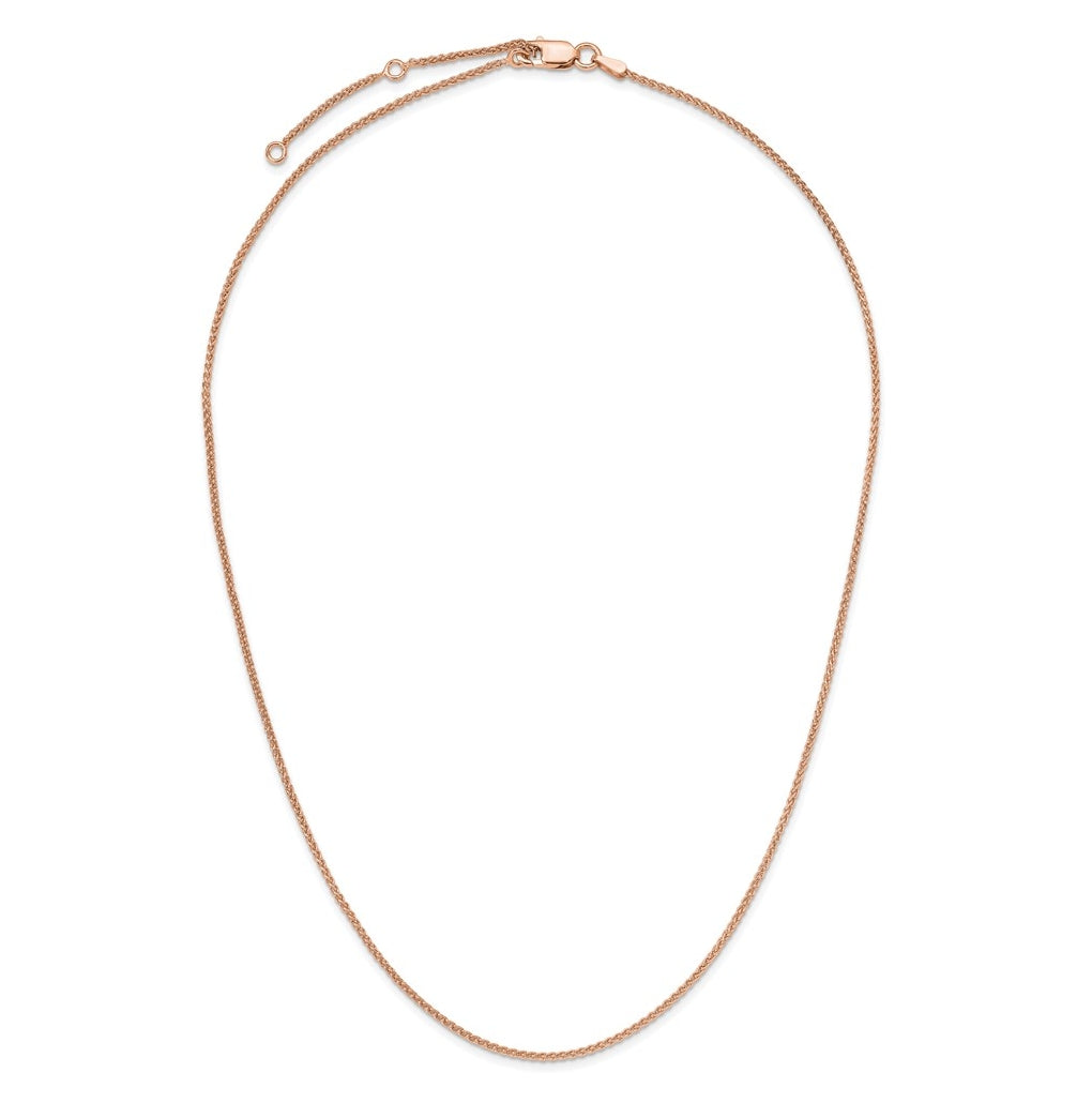 Sterling SIlver Rose Gold Plated 1.3mm Spiga 1in+1in Adjustable Chain