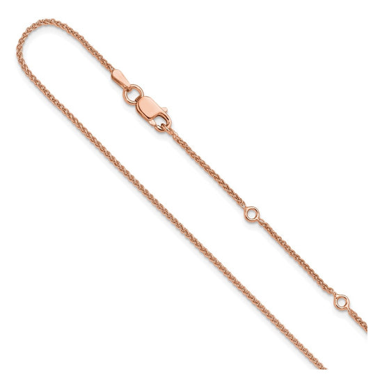 Sterling SIlver Rose Gold Plated 1.3mm Spiga 1in+1in Adjustable Chain