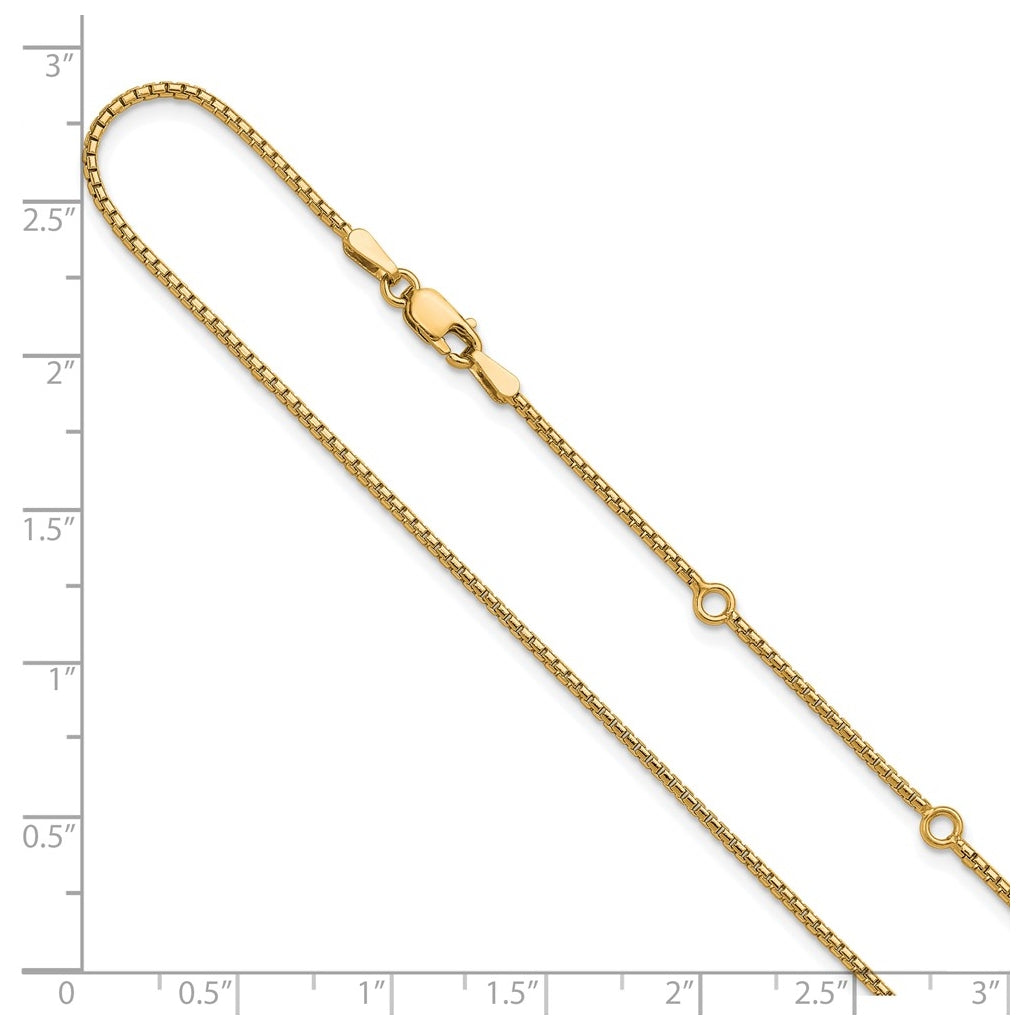 Sterling SIlver Gold Plated 1.2mm Round Box 1in+1in Adjustable Chain