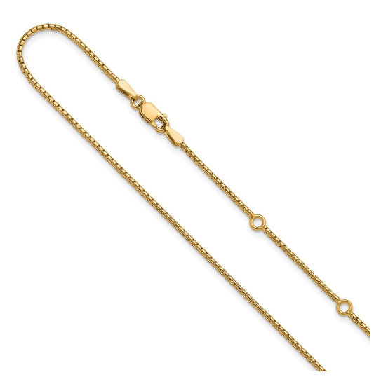 Sterling SIlver Gold Plated 1.2mm Round Box 1in+1in Adjustable Chain