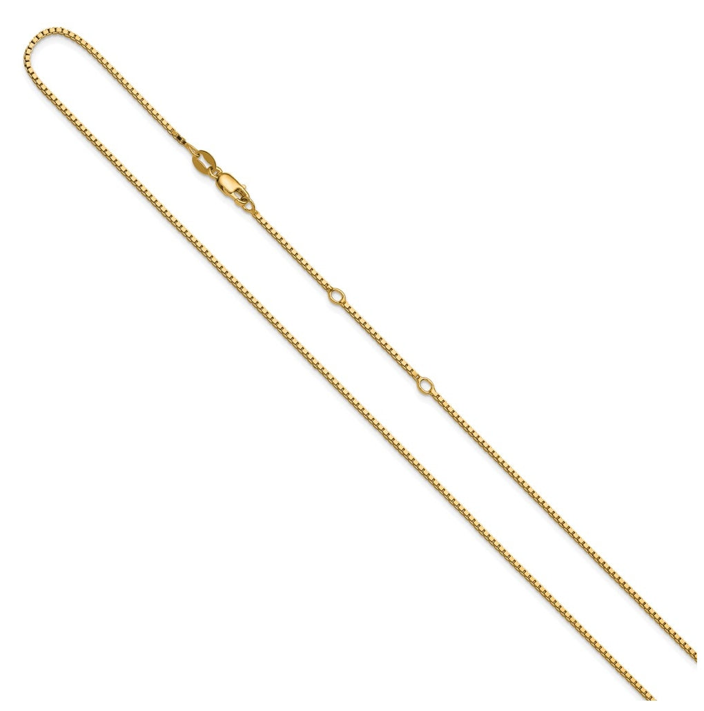 Sterling SIlver Gold Plated 1.2mm Box 1in+1in Adjustable Chain