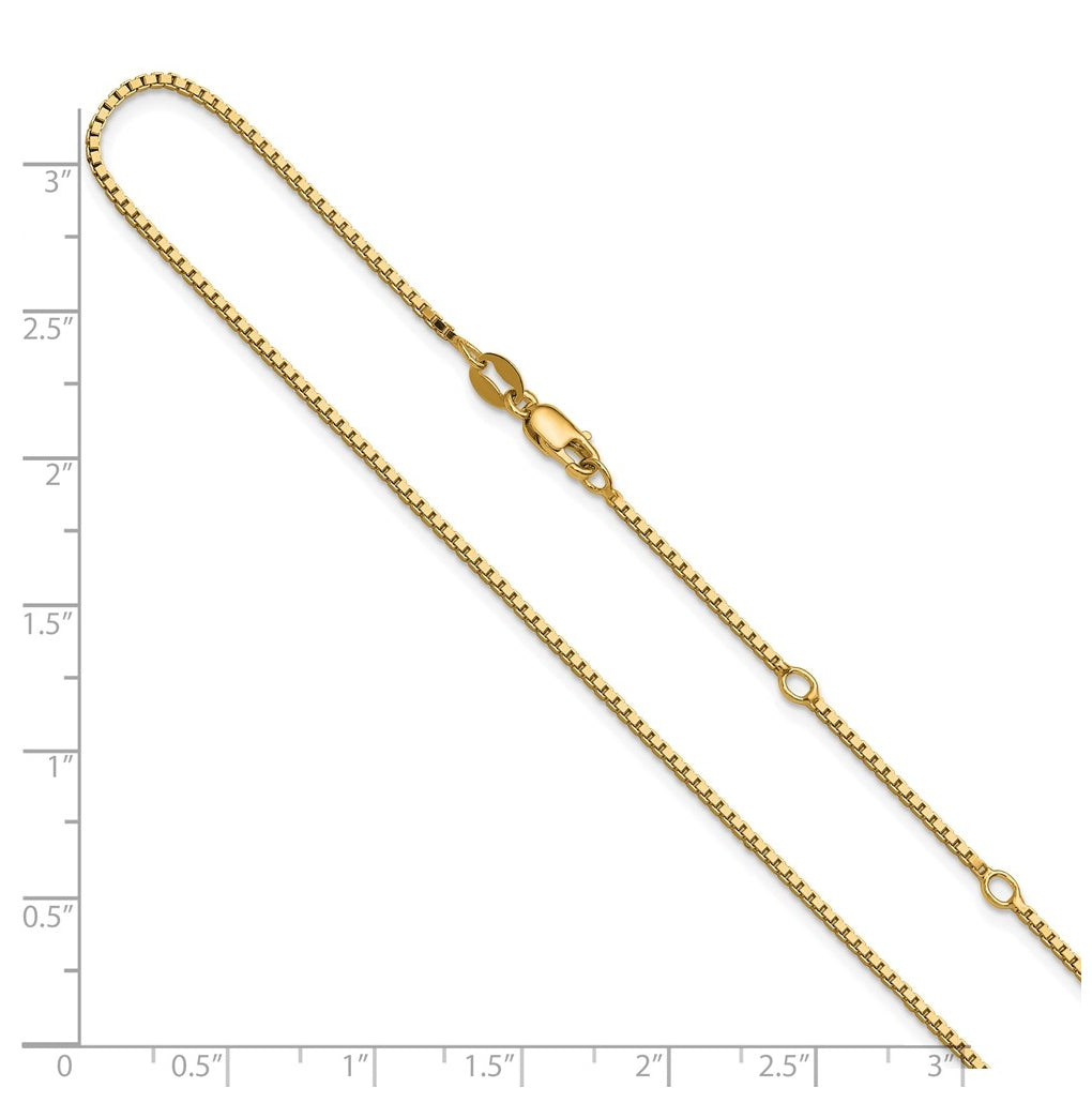 Sterling SIlver Gold Plated 1.2mm Box 1in+1in Adjustable Chain