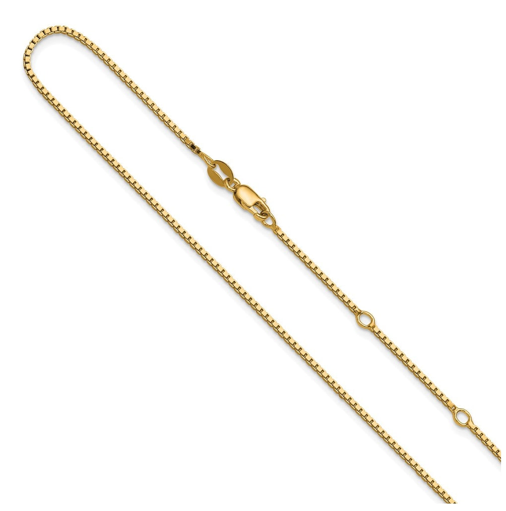 Sterling SIlver Gold Plated 1.2mm Box 1in+1in Adjustable Chain