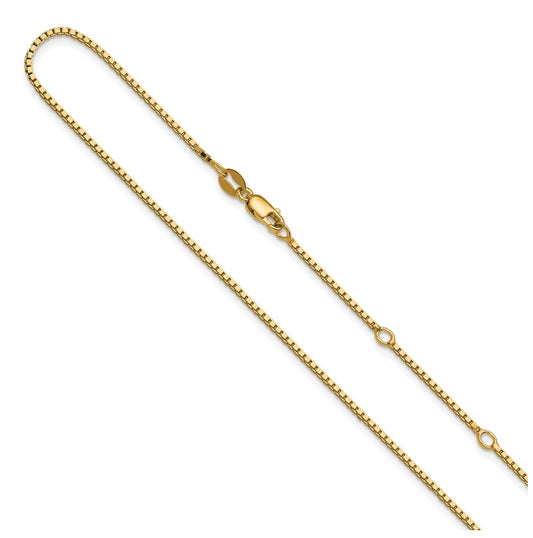 Sterling SIlver Gold Plated 1.2mm Box 1in+1in Adjustable Chain