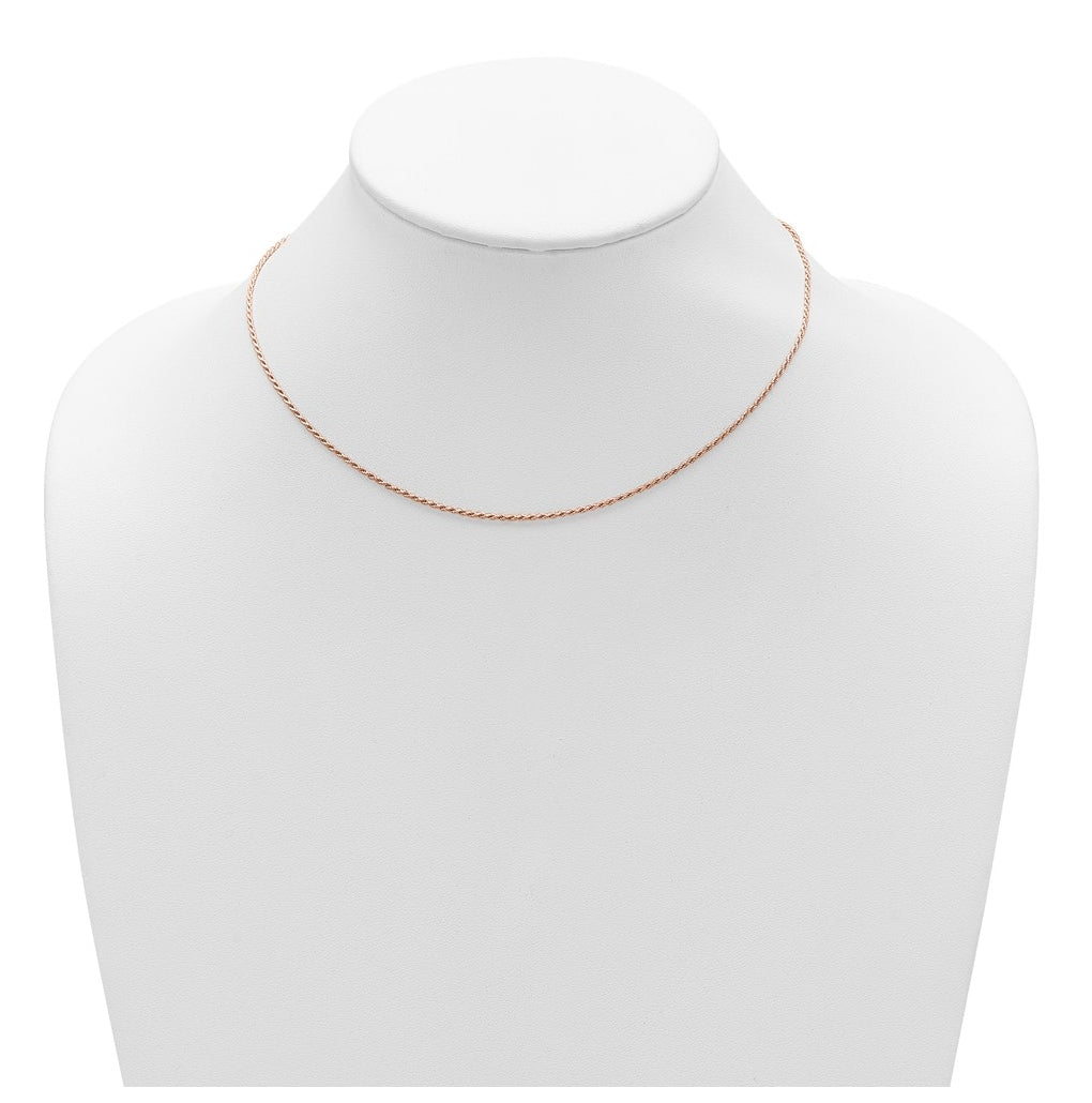 Sterling SIlver Rose Gold Plated 1.2mm D/C Rope 1in+1in Adjustable Chain