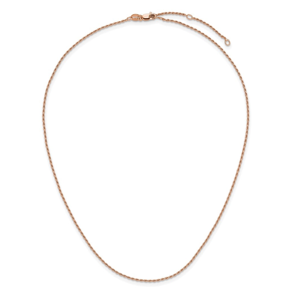 Sterling SIlver Rose Gold Plated 1.2mm D/C Rope 1in+1in Adjustable Chain