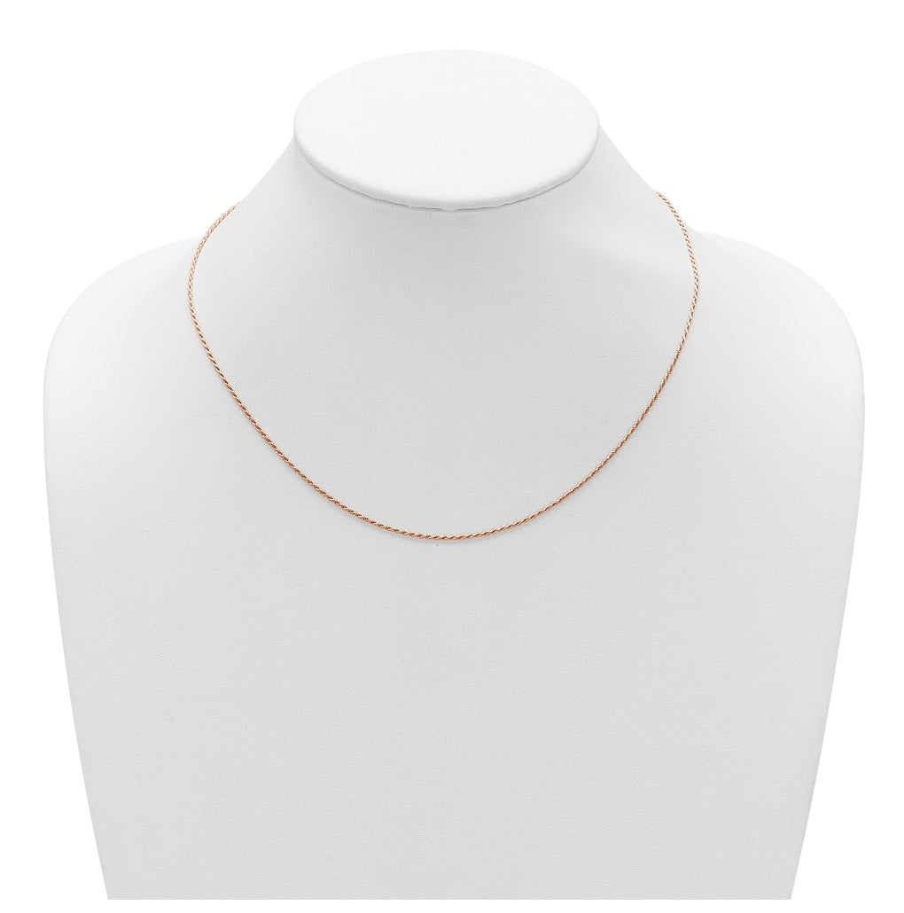 Sterling SIlver Rose Gold Plated 1.2mm D/C Rope 1in+1in Adjustable Chain