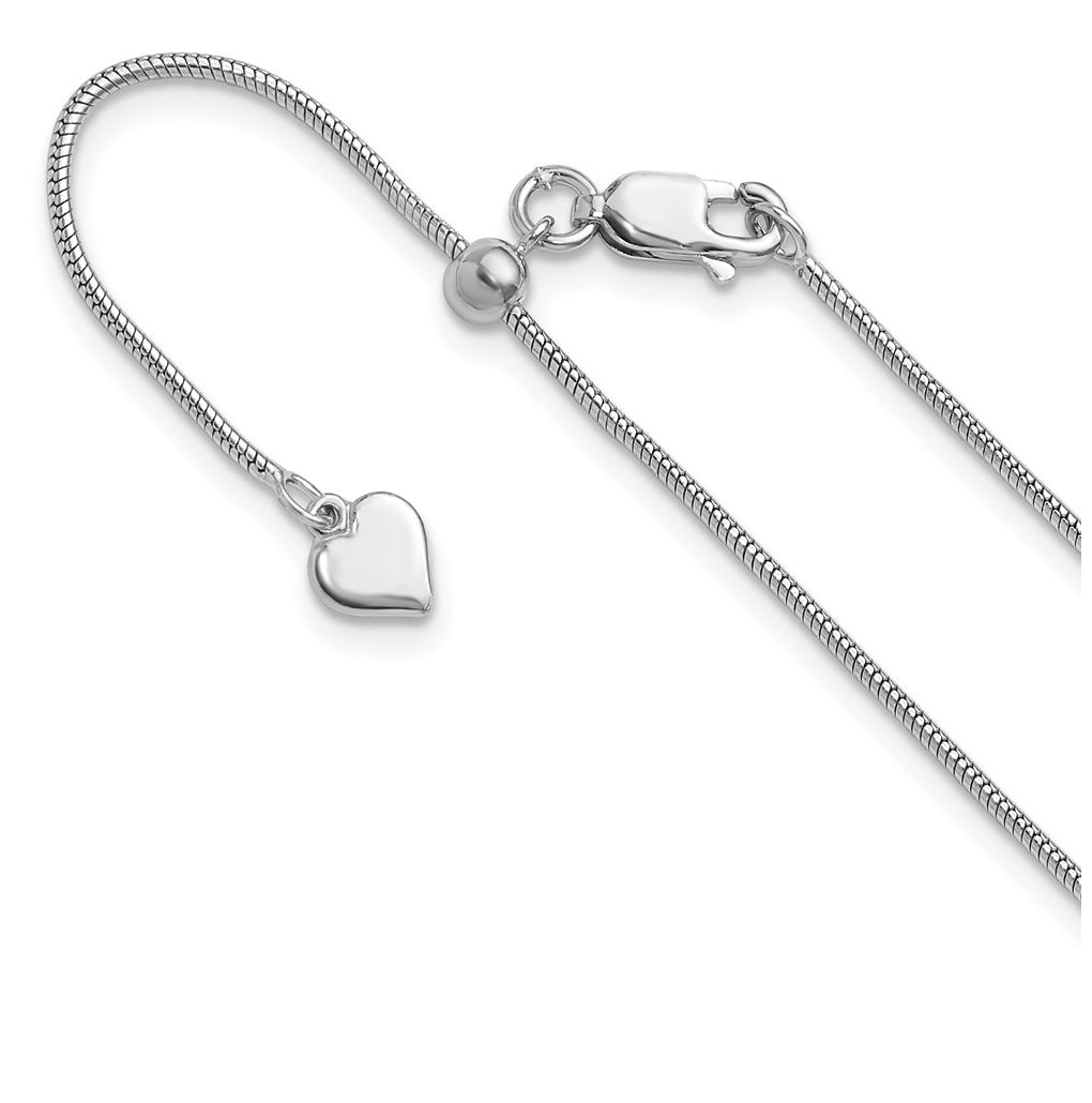 Leslie's Sterling Silver Rhodium-plated Adjustable 1.1mm Snake Chain – Elegant Jewelry Gift for Birthday, Anniversary, Engagement, Wedding