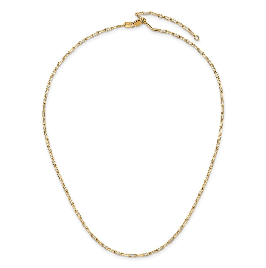 Sterling SIlver Gold Plated 2.3mm Paperclip 1in+1in Adjustable Chain