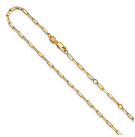 Sterling SIlver Gold Plated 2.3mm Paperclip 1in+1in Adjustable Chain