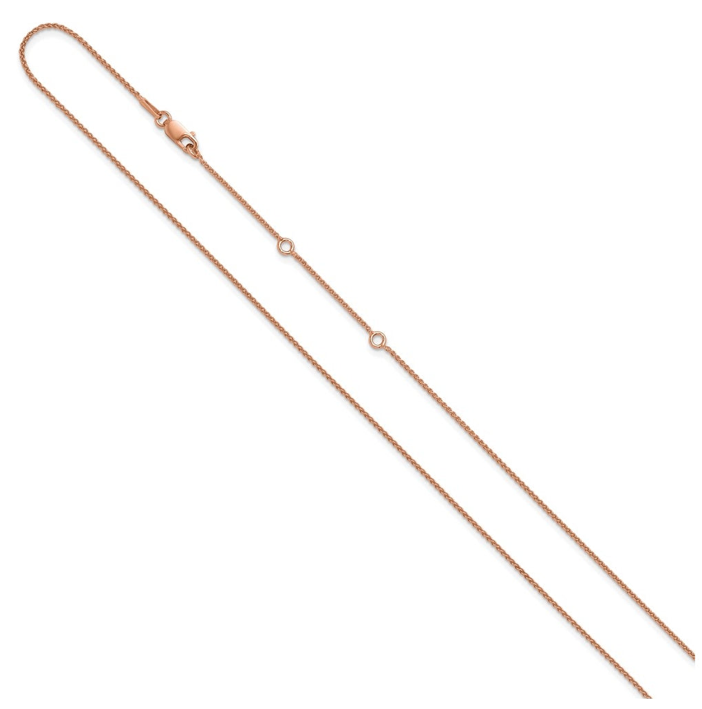 Sterling SIlver Rose Gold Plated 1mm Spiga 1in+1in Adjustable Chain