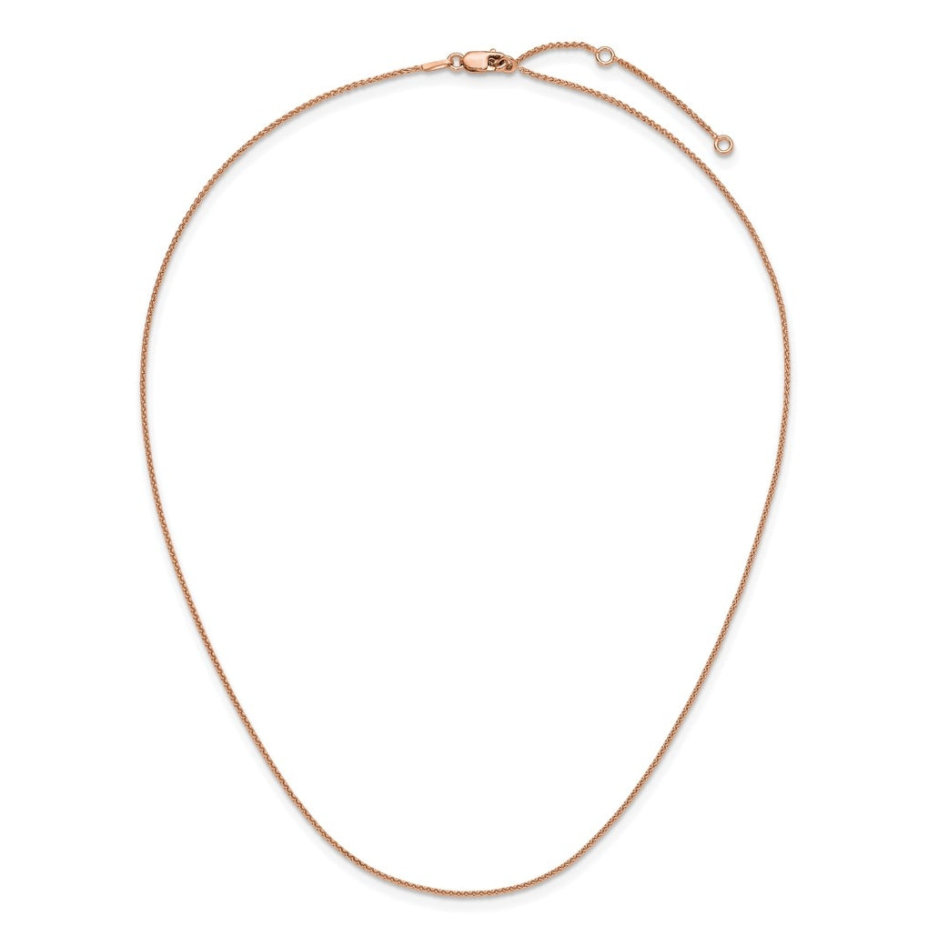 Sterling SIlver Rose Gold Plated 1mm Spiga 1in+1in Adjustable Chain