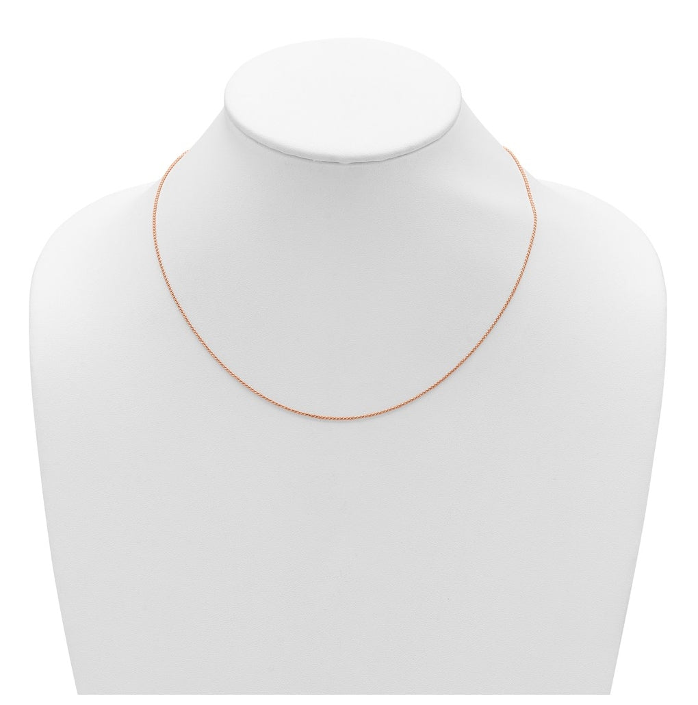 Sterling SIlver Rose Gold Plated 1mm Spiga 1in+1in Adjustable Chain
