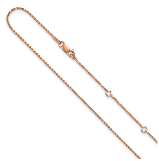 Sterling SIlver Rose Gold Plated 1mm Spiga 1in+1in Adjustable Chain