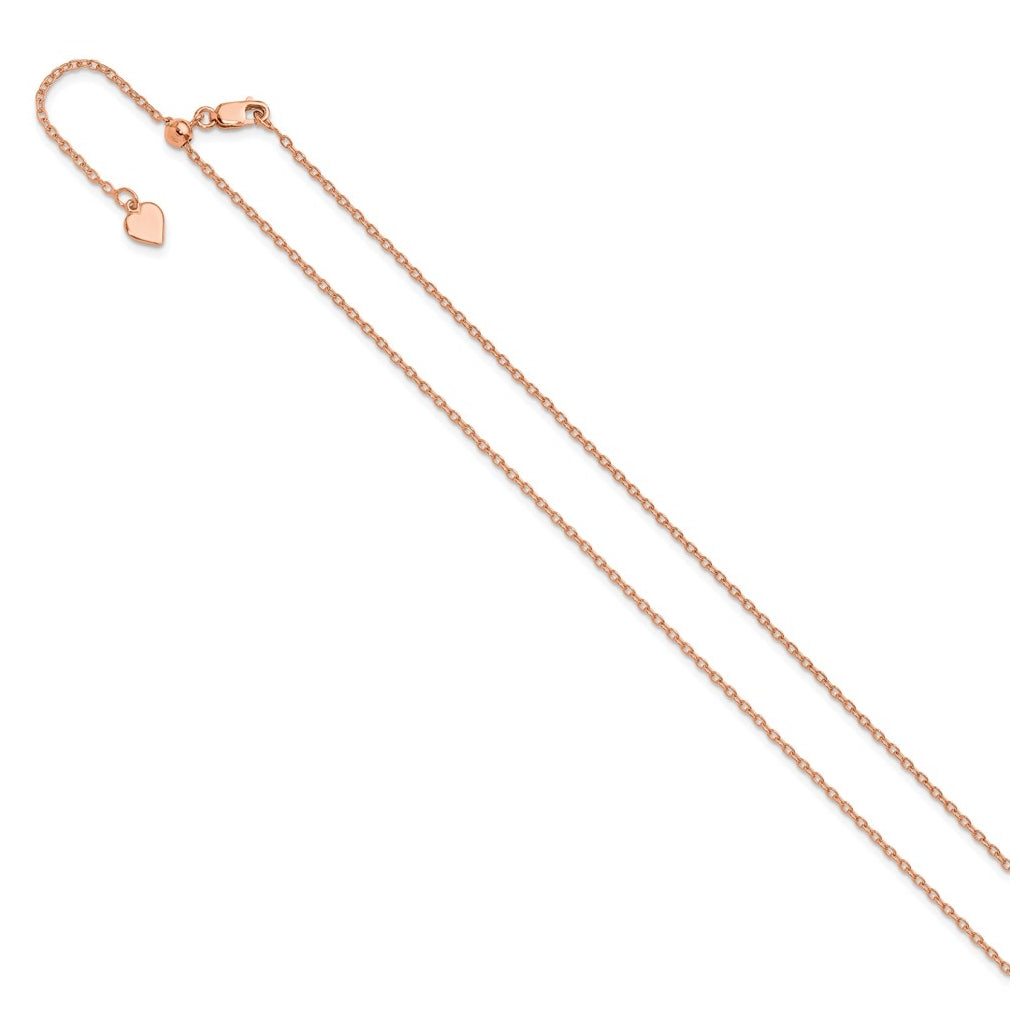 Sterling SIlver Rose Gold Plated Adjustable 1.4mm Cable Chain