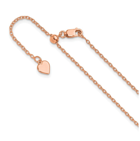 Sterling SIlver Rose Gold Plated Adjustable 1.4mm Cable Chain