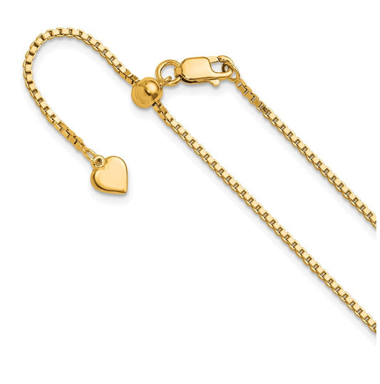 Sterling SIlver Gold Plated Adjustable 1.3mm Box Chain
