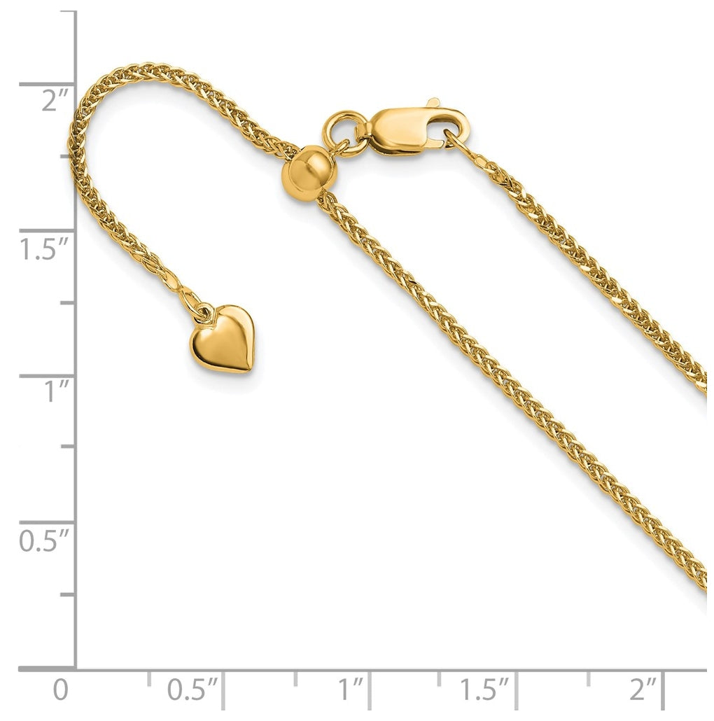 Sterling SIlver Gold Plated Adjustable 1.45mm D/C Square Spiga Chain