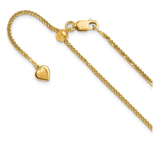 Sterling SIlver Gold Plated Adjustable 1.45mm D/C Square Spiga Chain