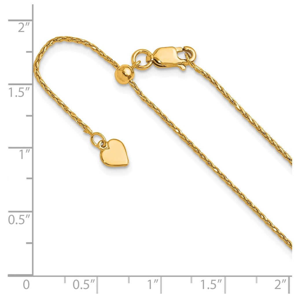 Sterling SIlver Gold Plated Adjustable 1.1mm D/C Spiga Chain