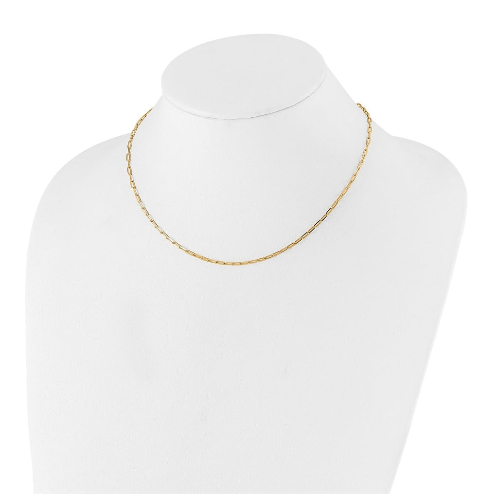 Sterling SIlver Gold Plated Adjustable 2mm Paperclip Flat Oval Link Chain