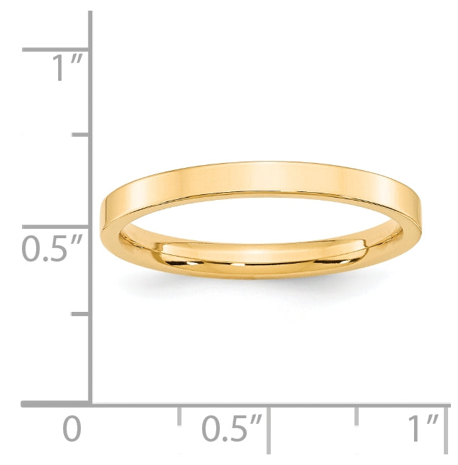 14k Yellow Gold 2.5mm Standard Weight Flat Comfort Fit Wedding Band Size 5.5